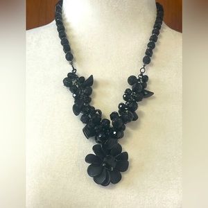 Gothic black rose jewelry black necklace, gift for her, oak jewelry.
